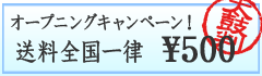 オープニングキャンペーンにつき送料全国一律500円